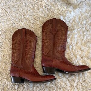 🔥 Ferrini Genuine Teju Lizard Western Cowboy Boots – Brown – Size 11